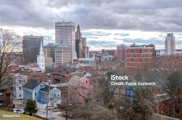 Providence Rhode Island City Skyline From Prospect Terrace Park Stock Photo - Download Image Now