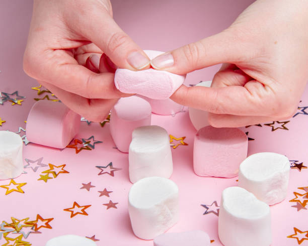 Delicious jelly sweets: pink and white marshmallow