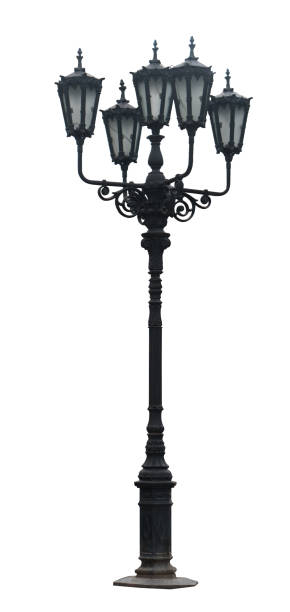 vintage street lamp on white background