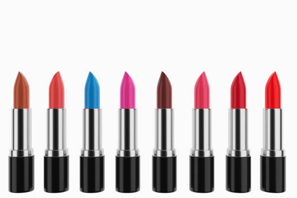 Lipstick with different shades. Lipstick is in a row with a different color.