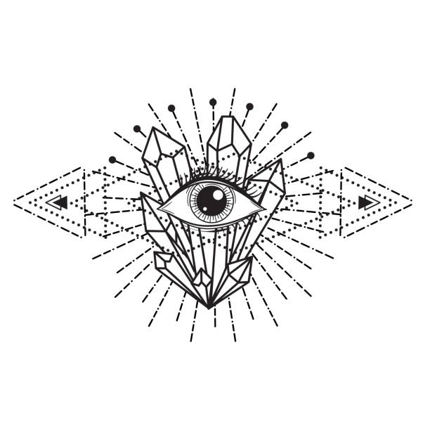 illustrazioni stock, clip art, cartoni animati e icone di tendenza di illustrazione vettoriale di un occhio occulto o massossone che vede tutto - an all seeing eye