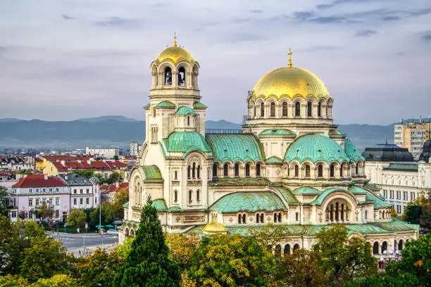 St. Alexander Nevsky Cathedral, Sofia, Bulgaria, autumn evening