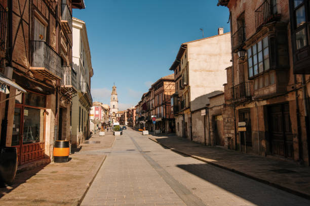 Street in Toro, Zamora, Spain One of the main streets in Toro, Zaomra, Spain. This town is known for its wine and for its Collegiate church, an important sample of Romanesque architecture. toro zamora stock pictures, royalty-free photos & images