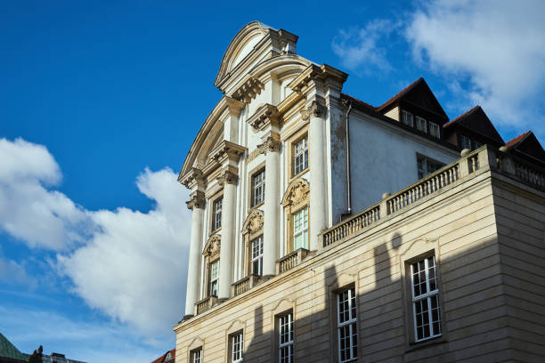 istock Classicist facade of a historic tenement house with semi-columns 1205572493