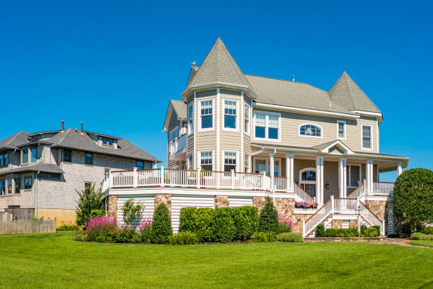 Victorian style house in the city of Cape May, New Jersey, USA, on a sunny summer day.