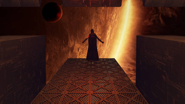 istock 3d Illustration of an alien ship exploring a planet with amazing atmosphere 1205573847
