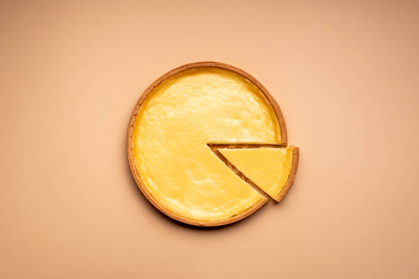 istock Cheesecake on a cream-colored background. Flat lay minimal 1205574546