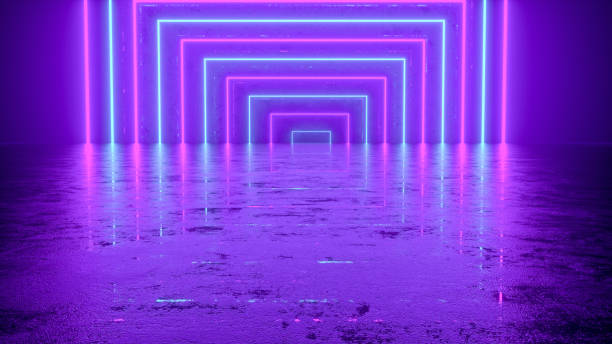 istock 3d abstract background with ultraviolet neon lights, cosmic landscape, glowing lines 1205578355