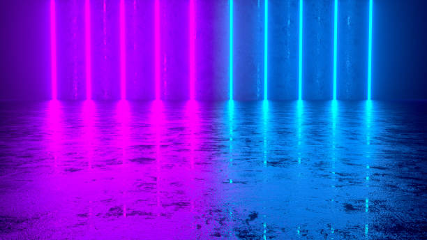 istock 3d abstract background with ultraviolet neon lights, cosmic landscape, glowing lines 1205580629