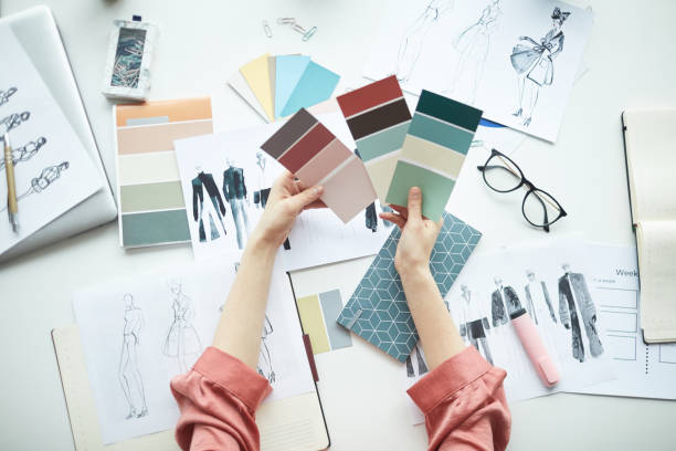 Woman working with colored palette