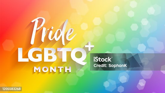 istock Colorful LGBTQ pride month banner for festival parades and party events. Abstract rainbow bokeh background with copy space. 1205583268
