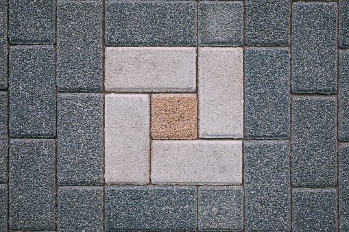 Brick stone paved road floor.