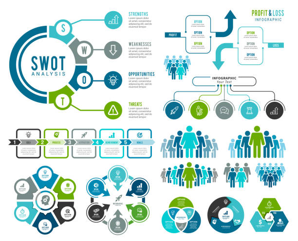 infografik element - flow chart analytics chart diagram stock-grafiken, -clipart, -cartoons und -symbole