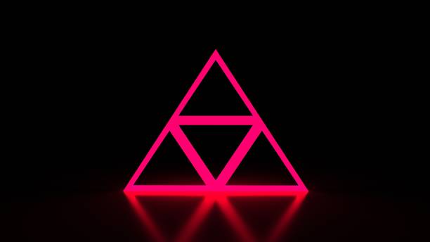 istock Abstract neon background. Ultraviolet traingles on black. 3D-rendering. 1205585666
