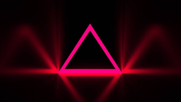 istock Abstract neon background. Ultraviolet traingles on black. 3D-rendering. 1205585750