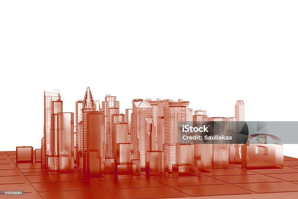 Miasto (3D rentgenowskiego pomarańczowy Przezroczysty na biały - Zbiór zdjęć royalty-free (Architektura)