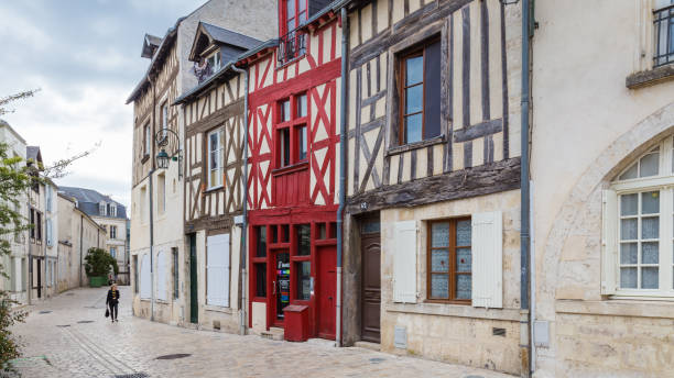 Timber house in Orleans in FRance Orleans, France, October 14, 2019: Traditional timber houses in the center of Orleans in France, Europe orleans france photos stock pictures, royalty-free photos & images