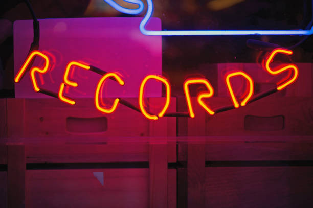 istock Records music Neon Sign 1205588982