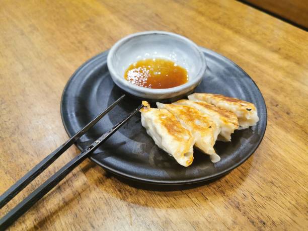 istock The Japanese fried dumpling pork in the black 1205589576