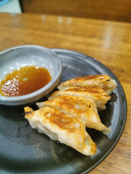 istock The Japanese fried dumpling pork in the black 1205589597