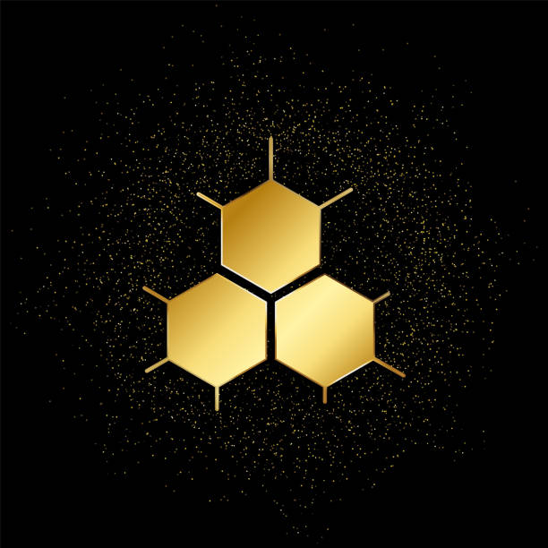 istock bee, honeycomb, smart gold icon. Vector illustration of golden particle background. 1205591025
