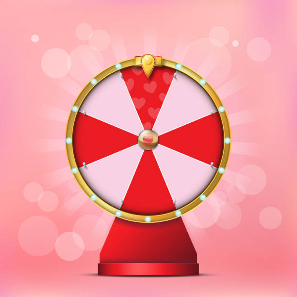 ilustrações de stock, clip art, desenhos animados e ícones de valentine spinning fortune wheel in realistic style on bokeh background - game of chance