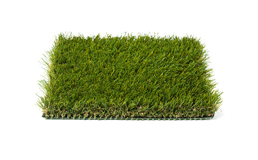 Section of Artificial Turf Grass Isolated On White Background.