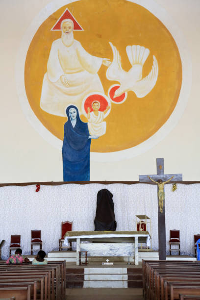 church of our lady of the trinity. atakpame. togo. west africa. - our lady of africa imagens e fotografias de stock