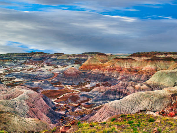 Blue Mesa Overlook Petrified Forest National Park chinle formation stock pictures, royalty-free photos & images