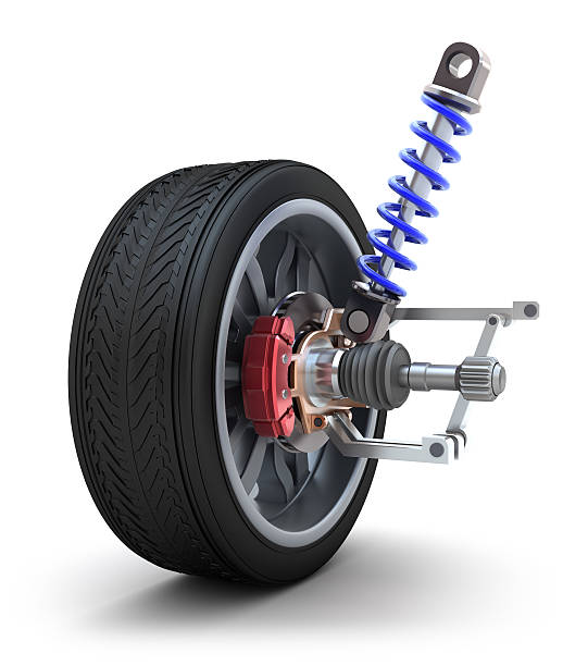 istock Wheel, shock absorber and brake pads 120559685