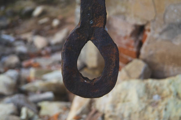 Iron armature in destroyed building. old abandoned ruins