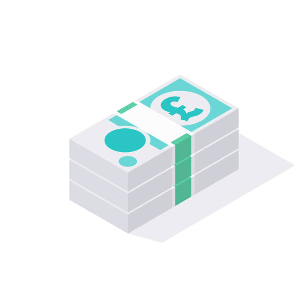 Isometric Stack of British GBP 5 Pound Sterling Notes Isolated on a White Background This illustrated bundle of British Five Pound Sterling notes (£5) is a simple, minimal, and yet instantly recognisable design element, ideal for your financial design project. The illustrator 10 vector file can be coloured and customised to suit your needs and scaled infinitely without any loss of quality. impulse shopping stock illustrations