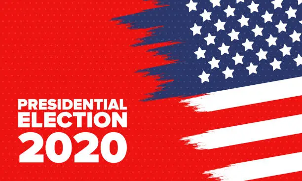 Vector illustration of Presidential Election 2020 in United States. Vote day, November 3. US Election. Patriotic american element. Poster, card, banner and background. Vector illustration