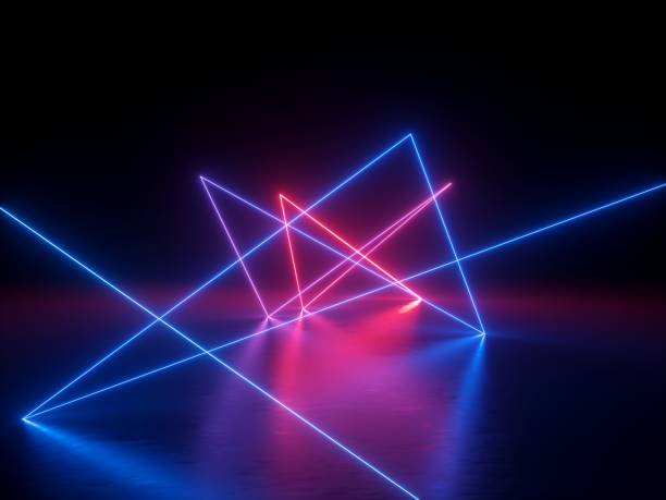 istock 3d abstract neon light background, chaotic trajectory path glowing in ultraviolet spectrum, beam, violet blue red laser rays 1205614032