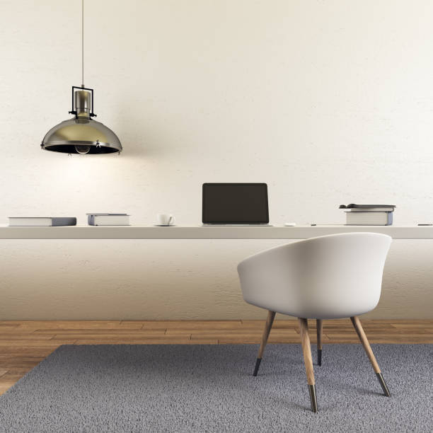 istock Home office desk with laptop and supplies 1205614976