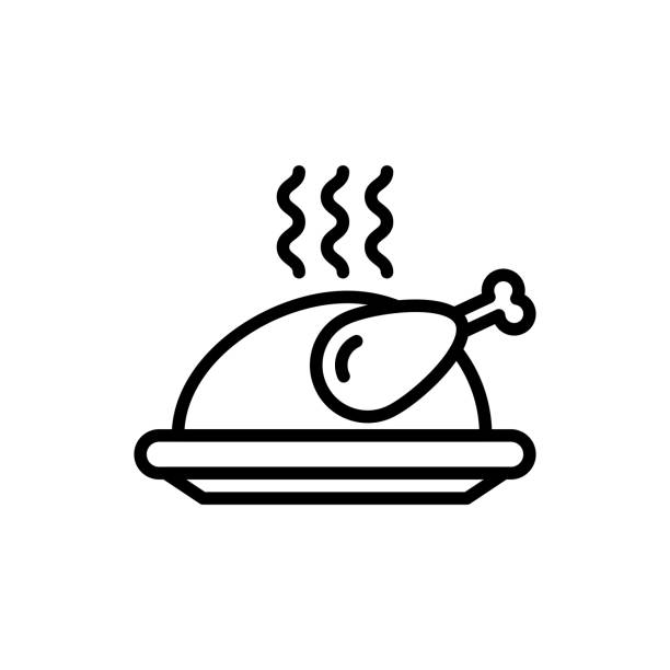 ローストベクターアイコン線スタイルのイラスト。 - turkey thanksgiving dinner roast turkey点のイラスト素材／クリップアート素材／マンガ素材／アイコン素材