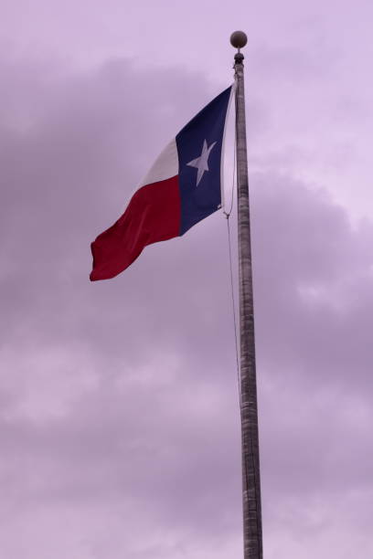 istock Close Up Of Waving Texan Flag Against Storm Clouds 1205623481