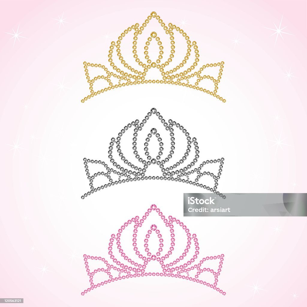 Mujeres de la corona. Rosa tiara de la princesa, oro cama queen. Ilustración vectorial. - arte vectorial de Novia - Boda libre de derechos