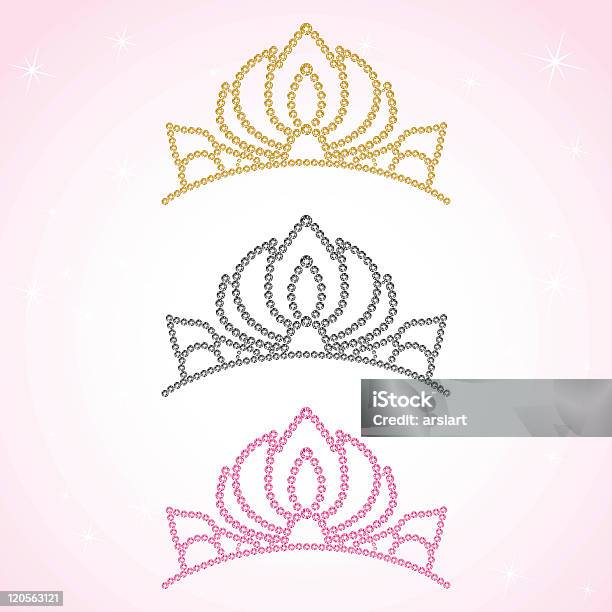 Mulher A Fatia Superior Do Pão Rainha De Ouro Rosa Princesa Tiara Ilustração Vetorial - Arte vetorial de stock e mais imagens de Noiva