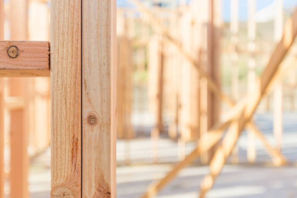 istock Wood Home Framing Abstract At Construction Site 1205632279