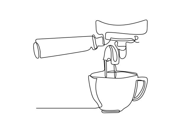 Continuous one line drawing of cup of coffee. Vector illustration. Continuous one line drawing of cup of coffee and machine. Vector illustration. milk tea logo stock illustrations