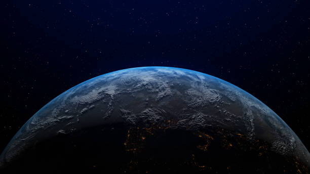 istock Earth with sunrise at horizon by 3d rendering. 1205638615