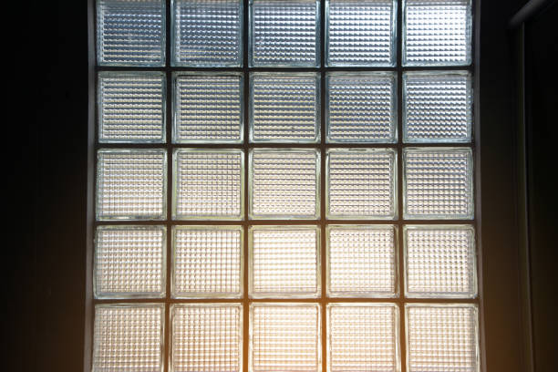 istock Glass block wall detail texture background art in a building. 1205640829