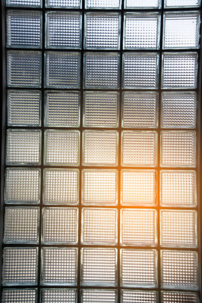 istock Glass block wall detail texture background art in a building. 1205640831