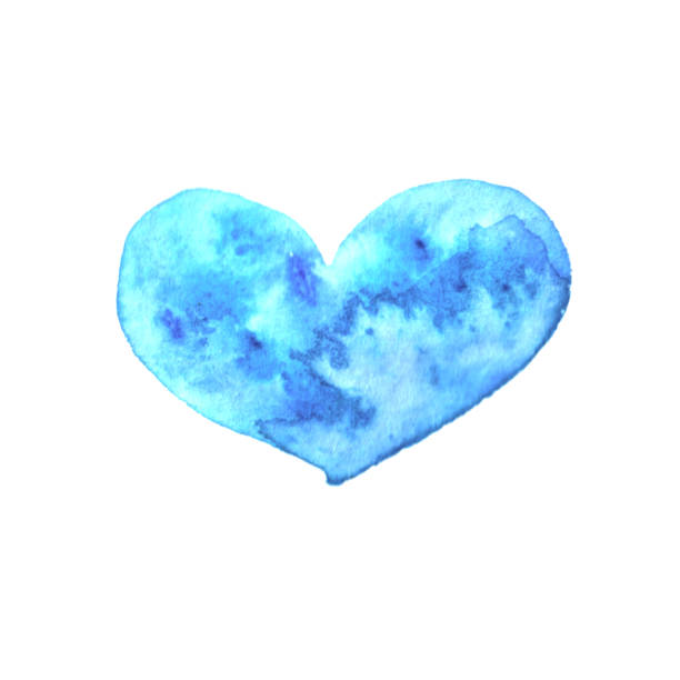 istock Watercolor big blue Heart love. Valentines day background texture. Hand drawn 1205647345