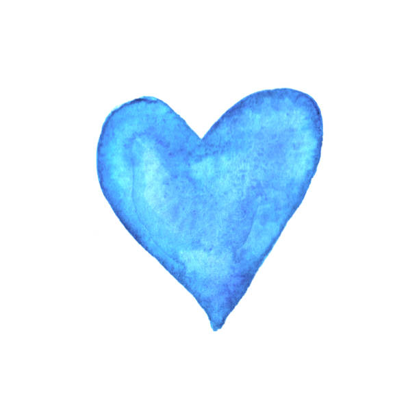 istock Watercolor big blue Heart love. Valentines day background texture. Hand drawn 1205647404