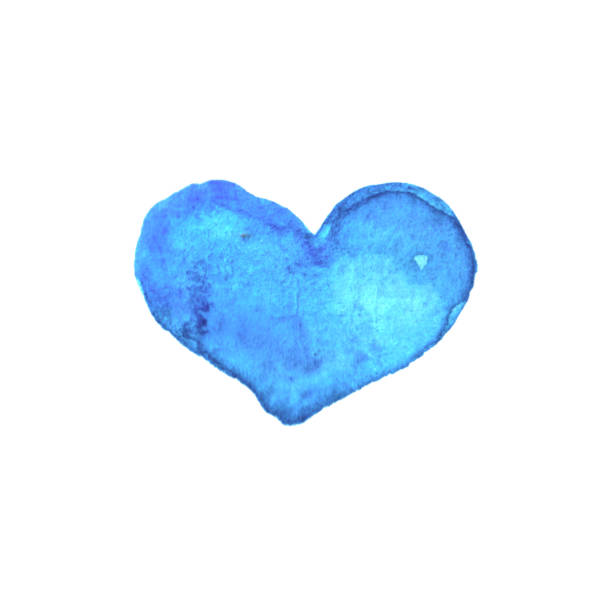 istock Watercolor big blue Heart love. Valentines day background texture. Hand drawn 1205647729