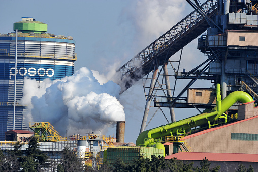 POSCO, Pohang steel company in Pohang, North Gyeongsang Province, South Korea, which was filmed on February 8, 2022.