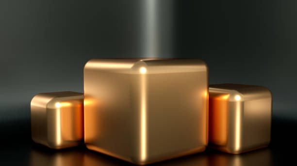 istock Beautiful, elegant background with a pedestal and a showcase. 3d illustration, 3d rendering. 1205650690