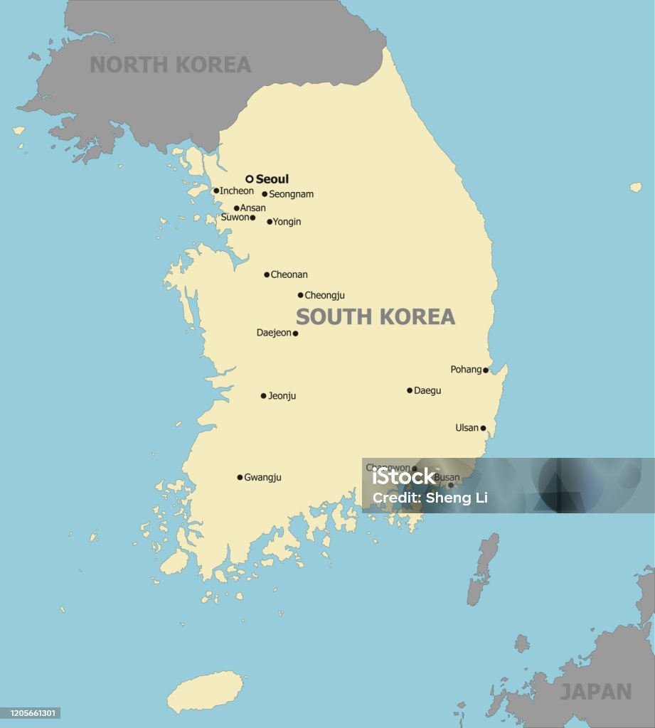 Ilustración de Mapa De La República De Corea Y Las Principales Ciudades y  más Vectores Libres de Derechos de Ciudad - iStock